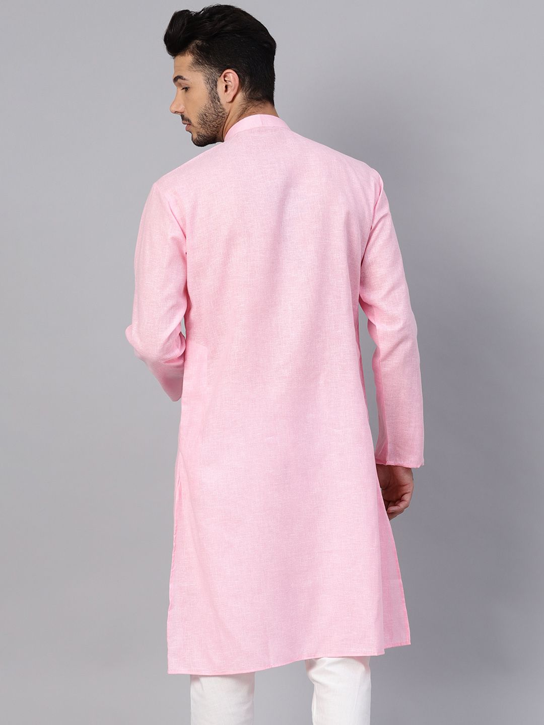 SOJANYA Men Pink Solid Kurta Straight