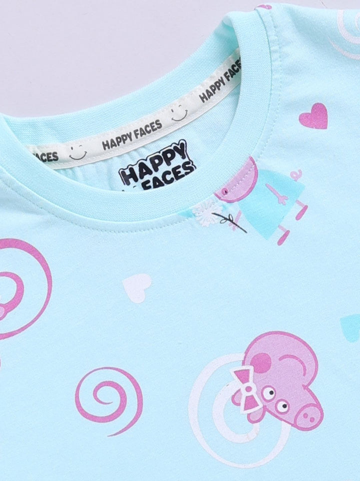 Happy Faces Kids Girls Peppa Pig Printed Pure Cotton T-Shirt