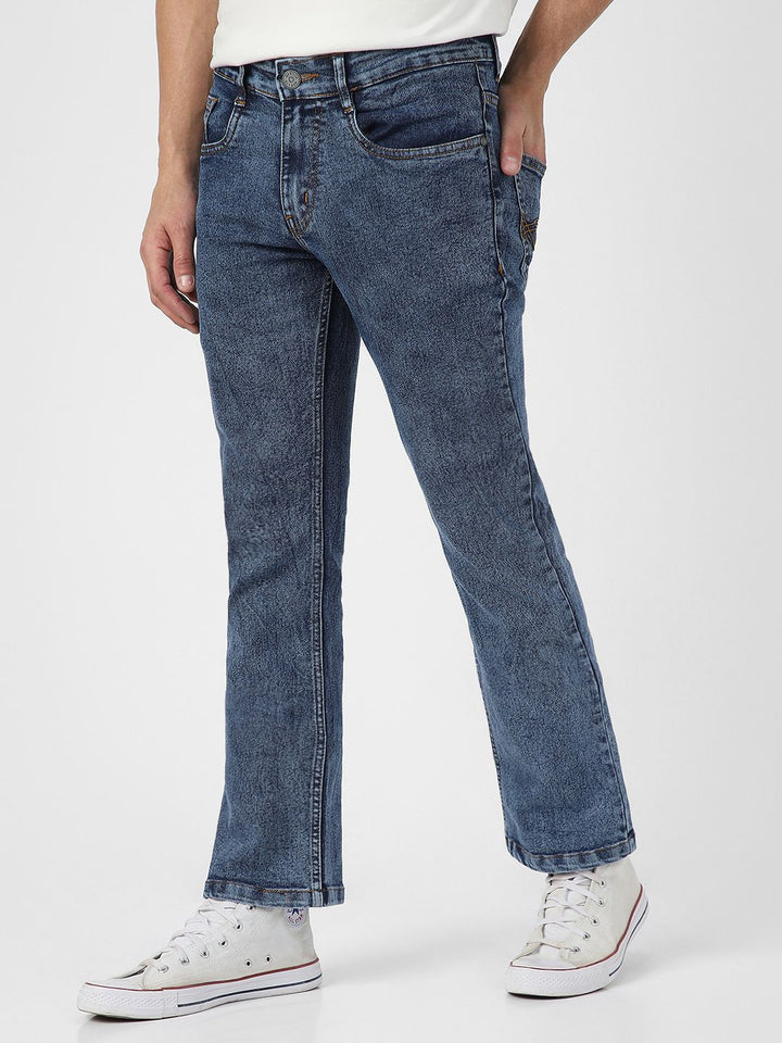 Urbano Fashion Men Bootcut Heavy Fade Clean Look Stretchable Jeans