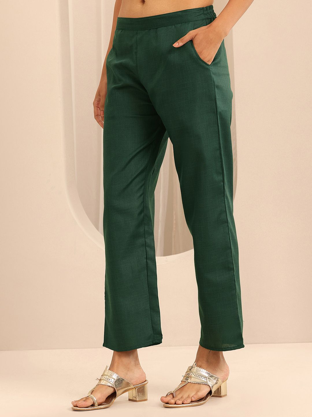 Libas Mandarin Collar Pleated Straight Kurta With Trousers & Dupatta