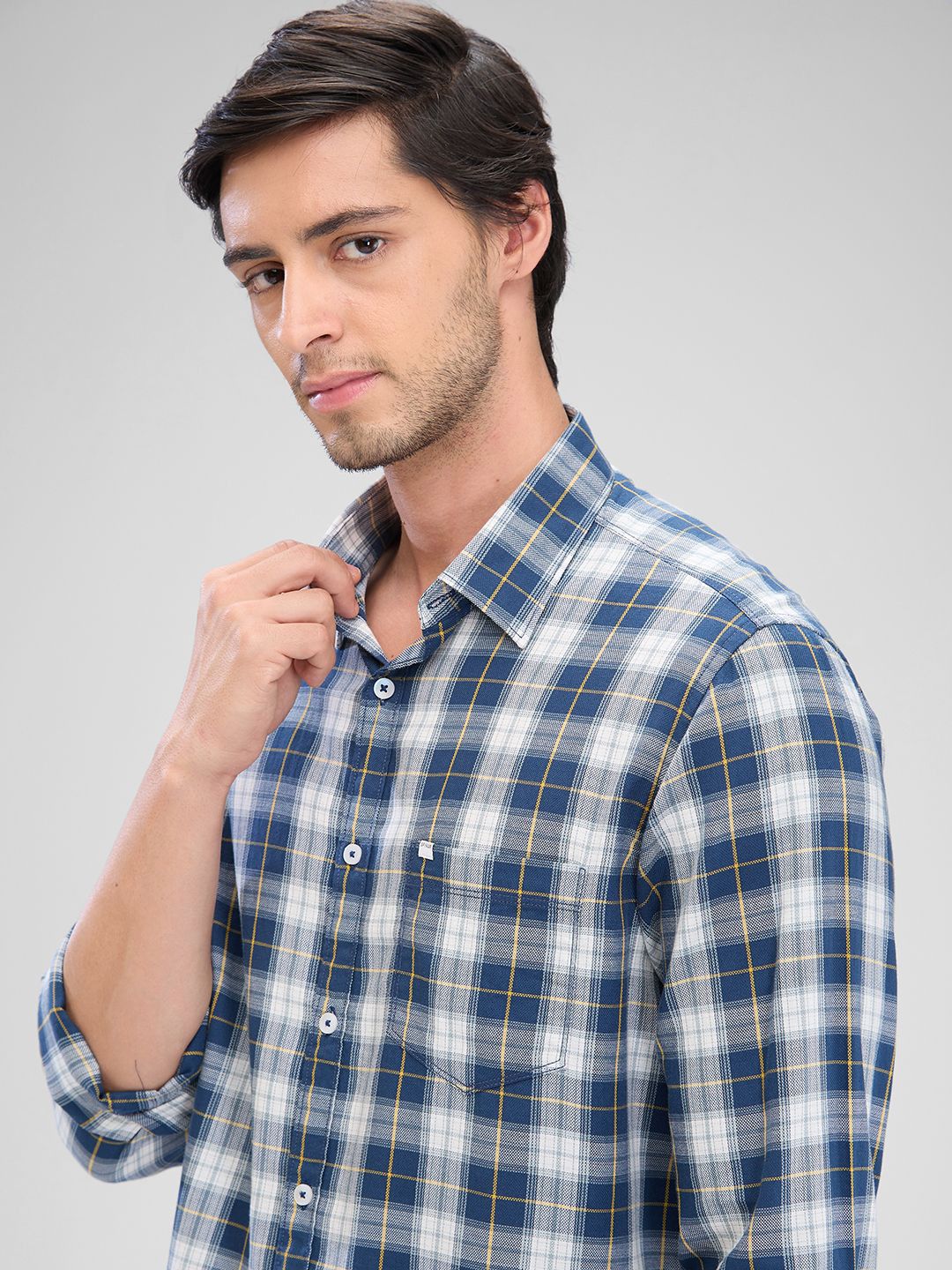 Spykar Men Slim Fit Tartan Checks Cektan Casual Sasual