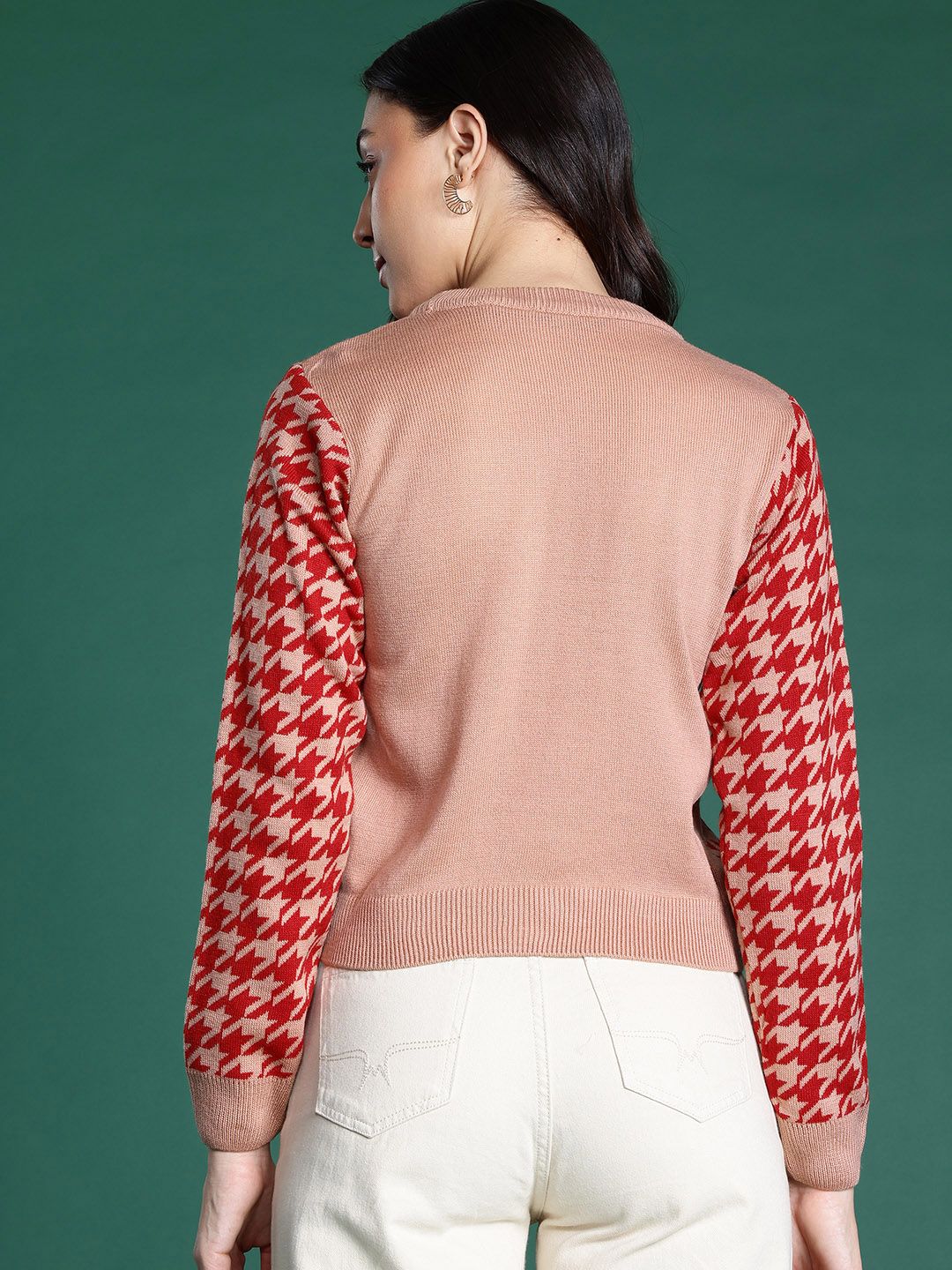 DressBerry Women Houndstooth Acrylic Pullover