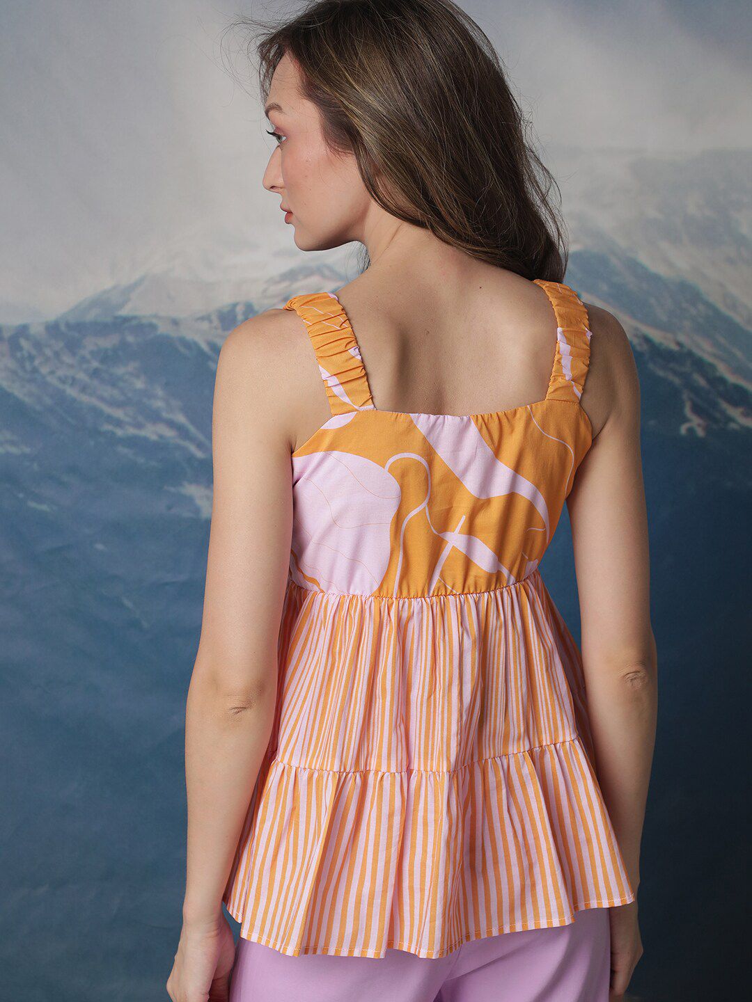 RAREISM Striped Shoulder Straps Sleeveless Empire Regular Top