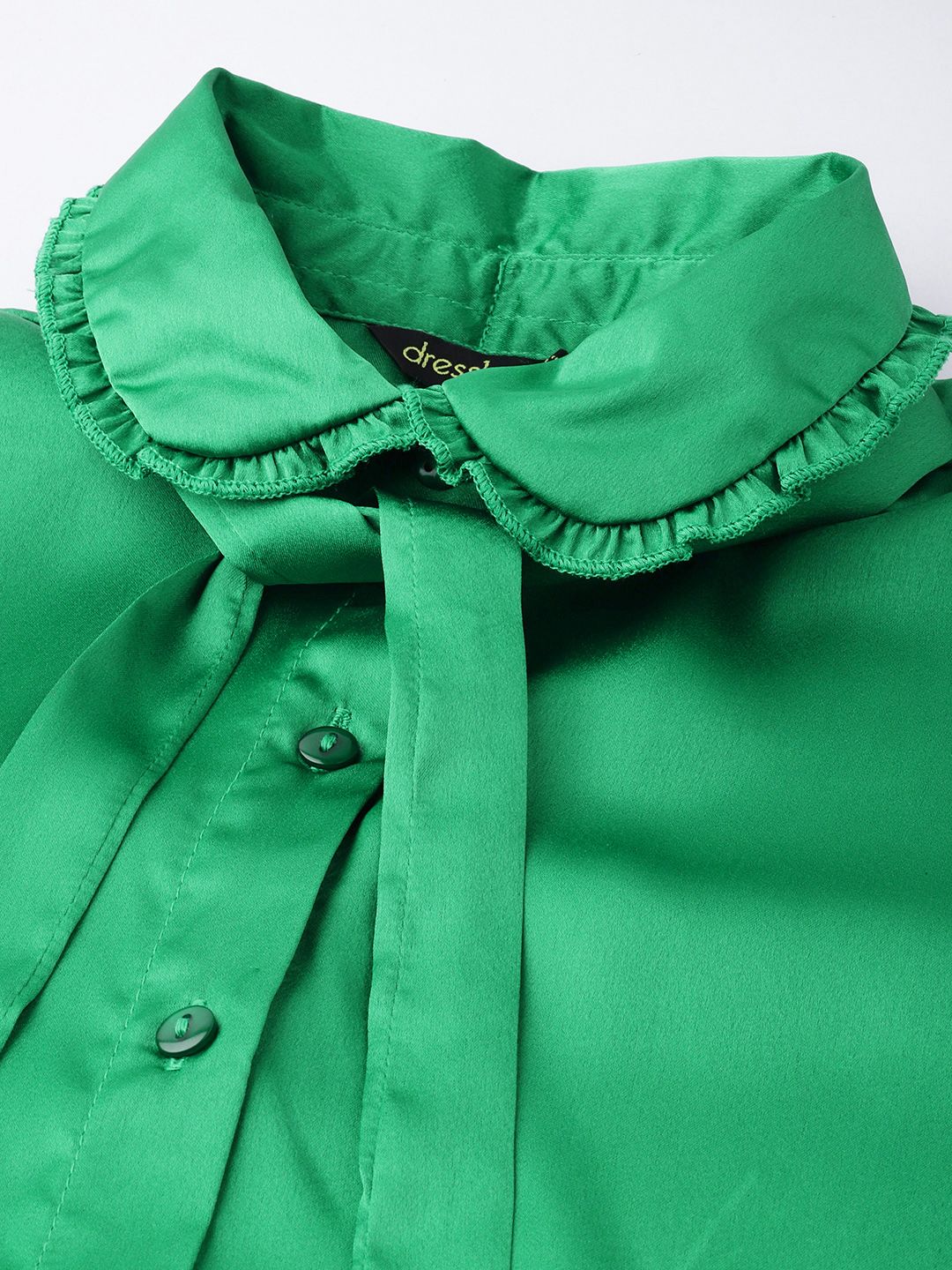 DressBerry Charming Vintage Peter Pan Collar Satin Finish Shirt