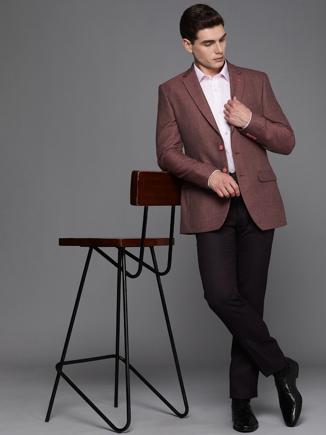 Raymond Men Self Design Single Breasted Formal Blazer