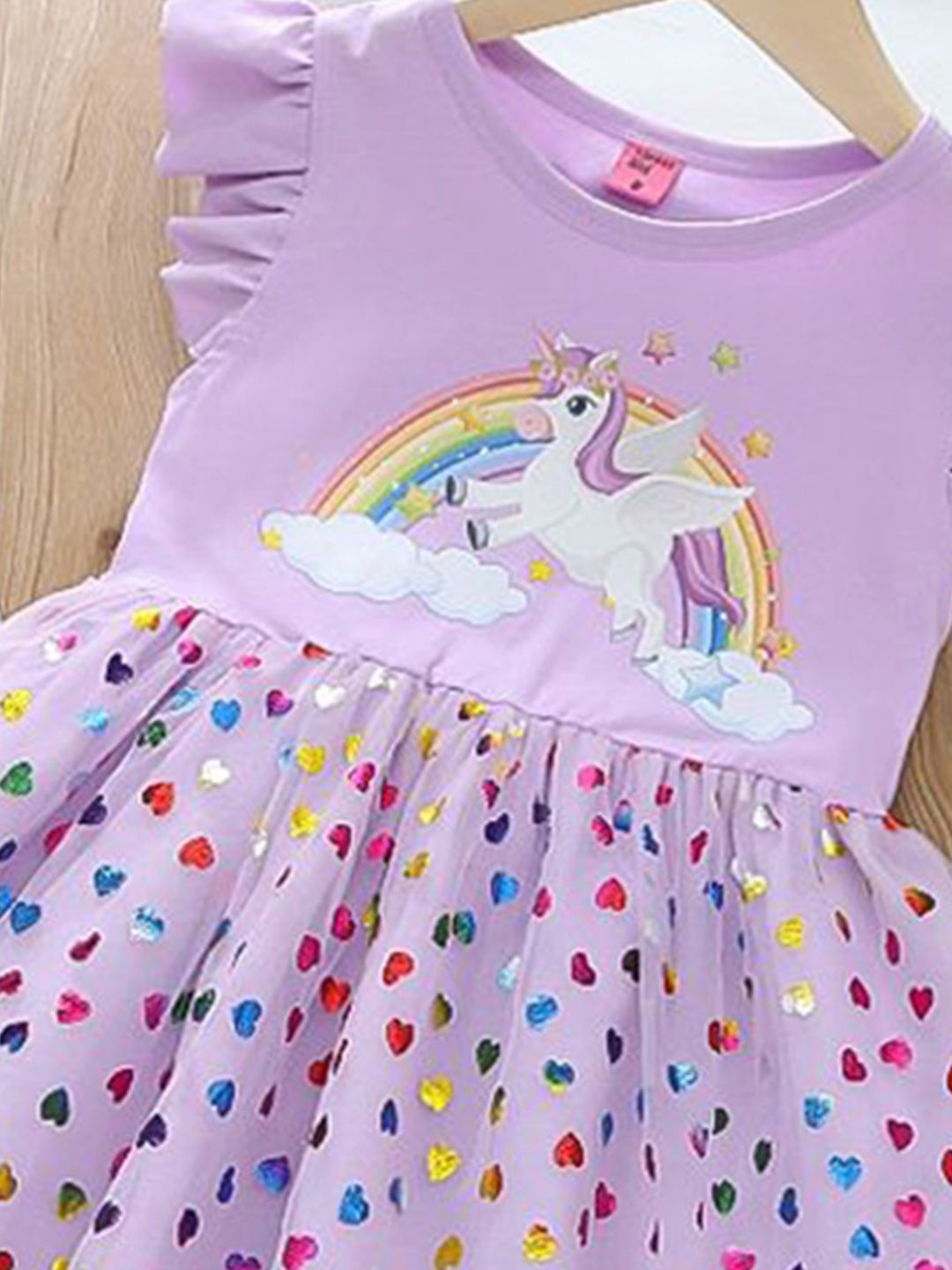 YK Girls Cotton Conversational Printed Fit & Flare Dress