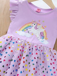 YK Girls Cotton Conversational Printed Fit & Flare Dress