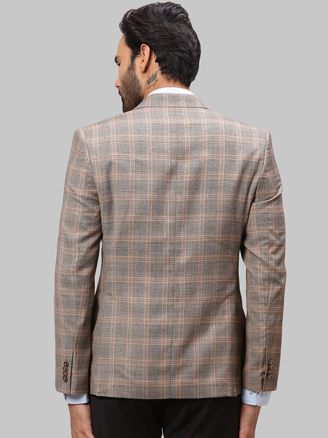 Park Avenue Men Checked Single Breasted Super Slim-Fit Blazers
