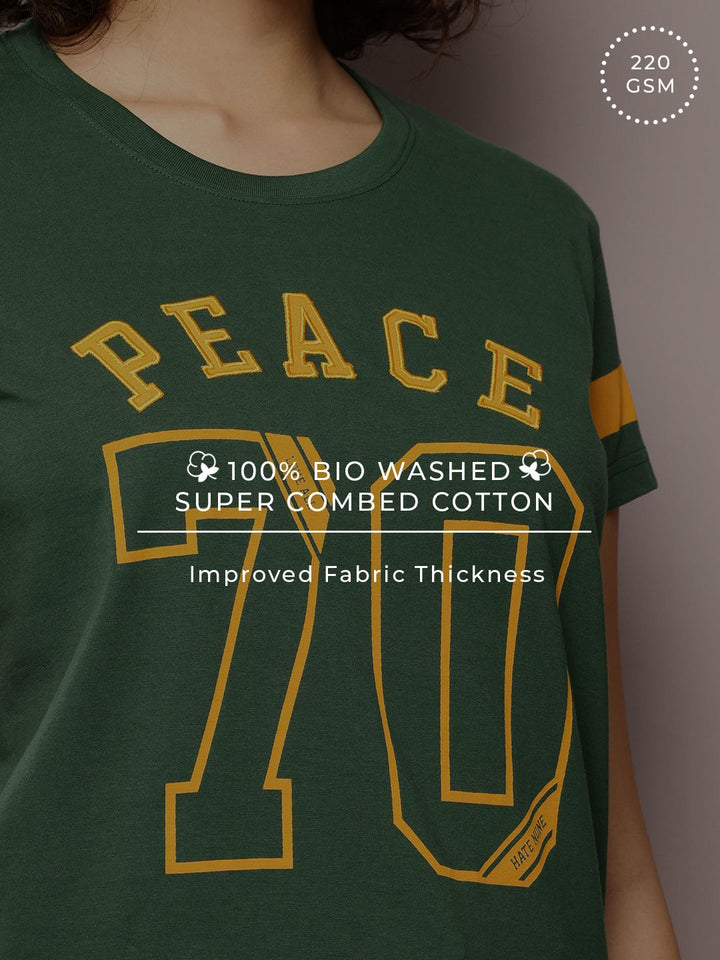 DILLINGER Women Boxy Regular Embroidery Crew Neck Tshirt