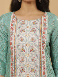 W Women Ethnic Motifs Printed Sequinned Straight Kurta with Sharara