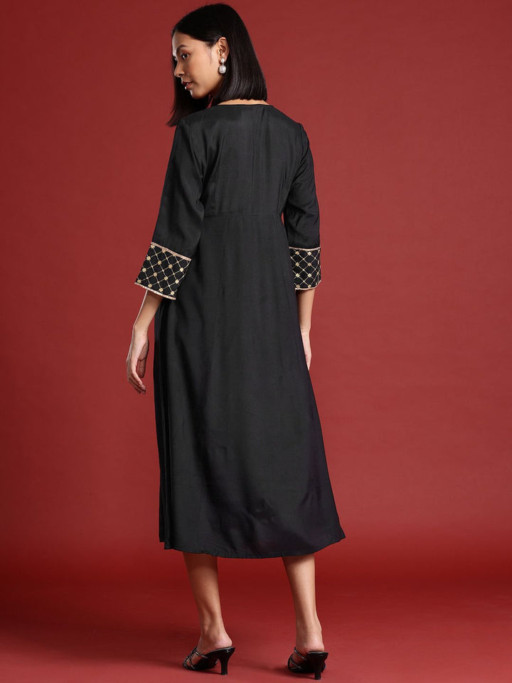 all about you Thread Work & Sequinned Yoke Design Empire Ethnic Dress