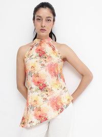 RAREISM Floral Print Halter Neck Cotton Top