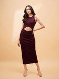 SASSAFRAS BASICS Sleeveless Cut-Outs Detail Bodycon Midi Dress