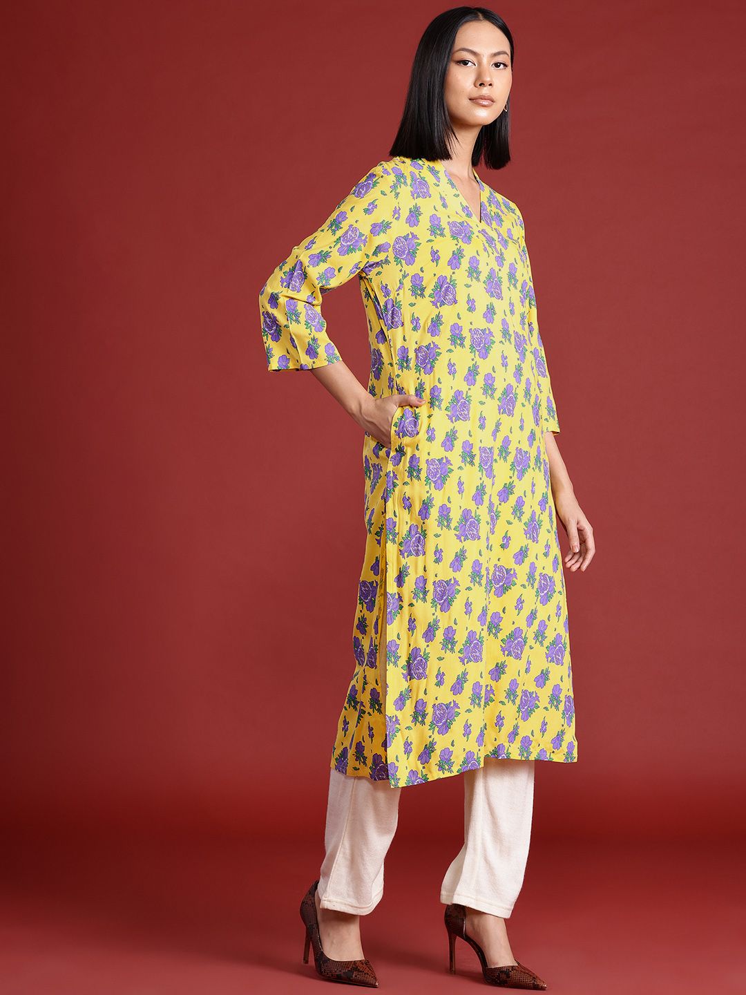 all about you Floral Printed Straight Kurta