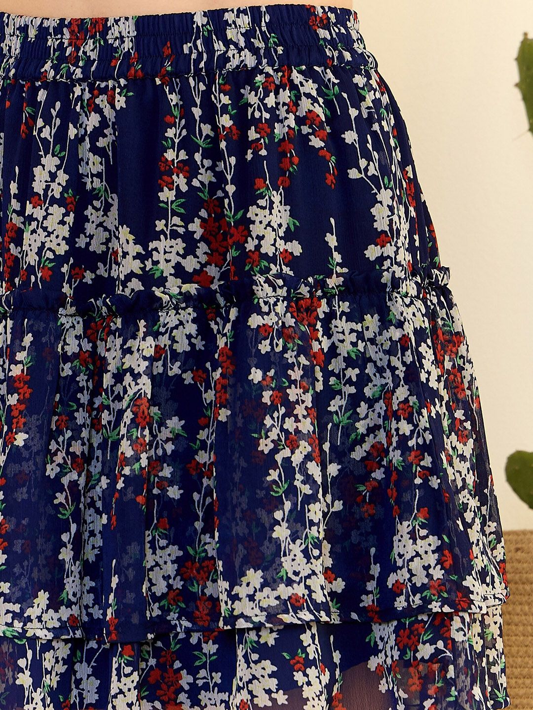 Berrylush Floral Printed High Rise Flared Mini Skirt