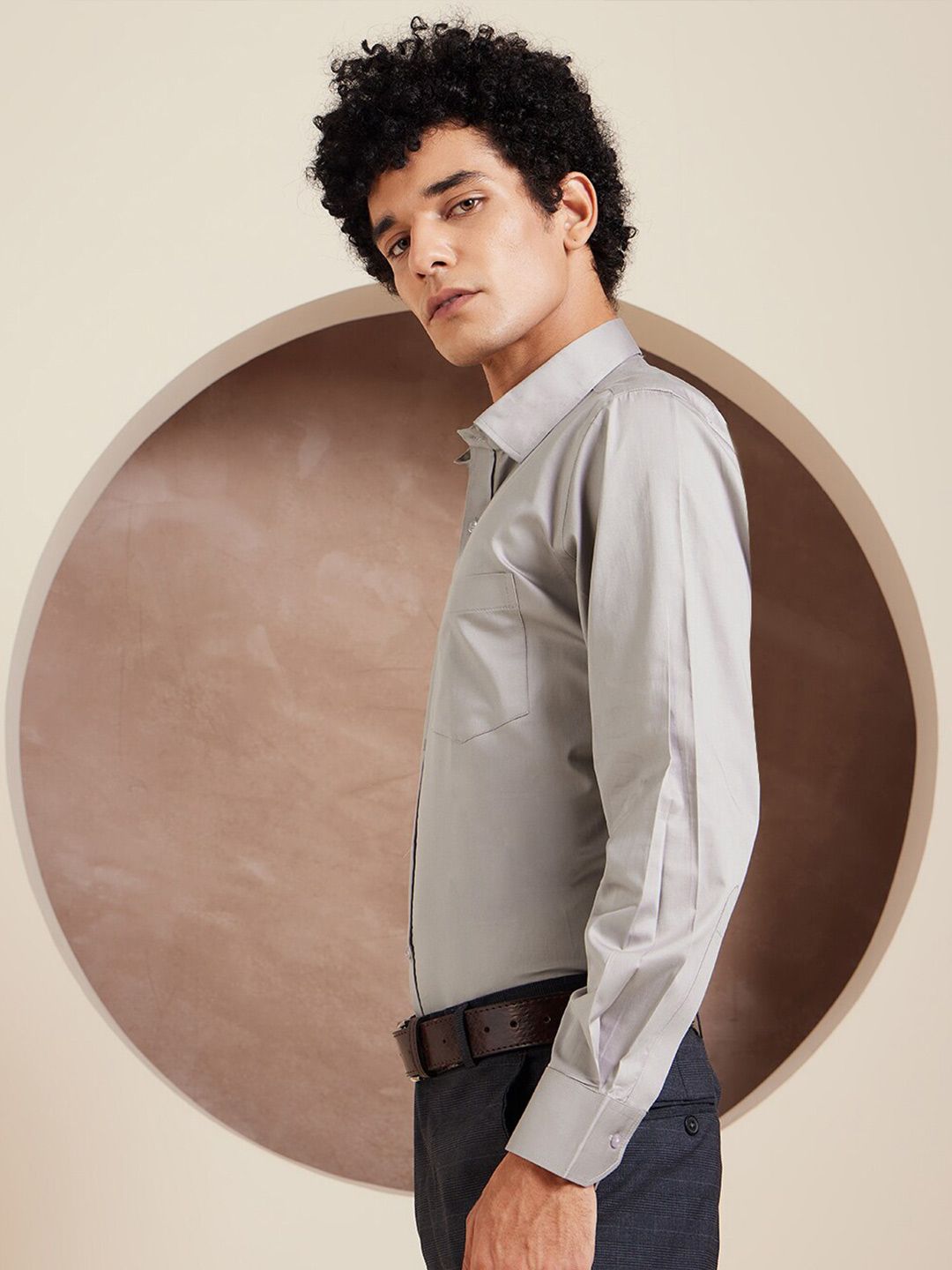 DENNISON Smart Solid Opaque Pure Cotton Satin Shirt