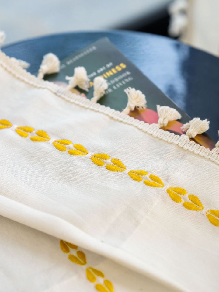 URBAN SPACE Yellow & Cream-Coloured Embroidered Window Curtain