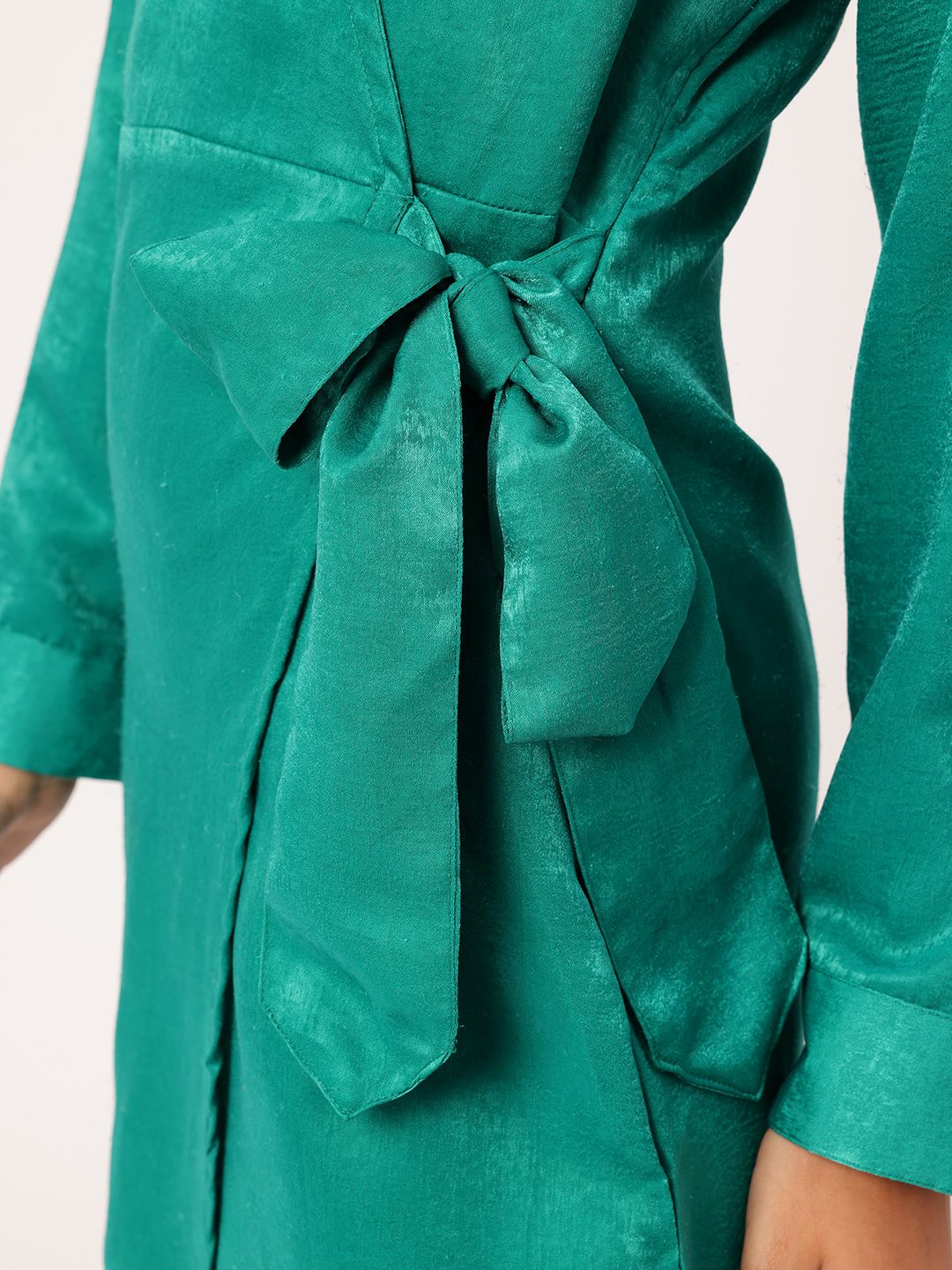 DressBerry Velvet Finish Wrap Tie-Up Mini Dress