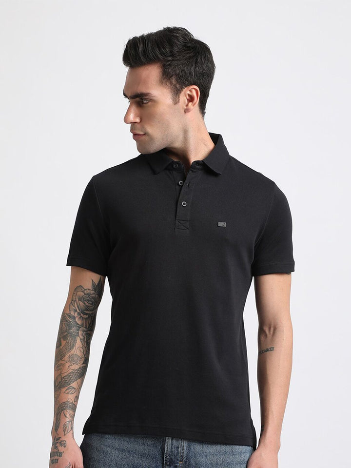 THE BEAR HOUSE Polo Collar Slim Fit Pure Cotton T-shirt