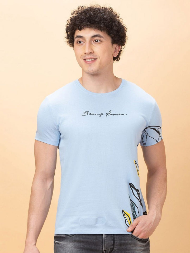 Being Human Men Typography Printed Applique T-shirt