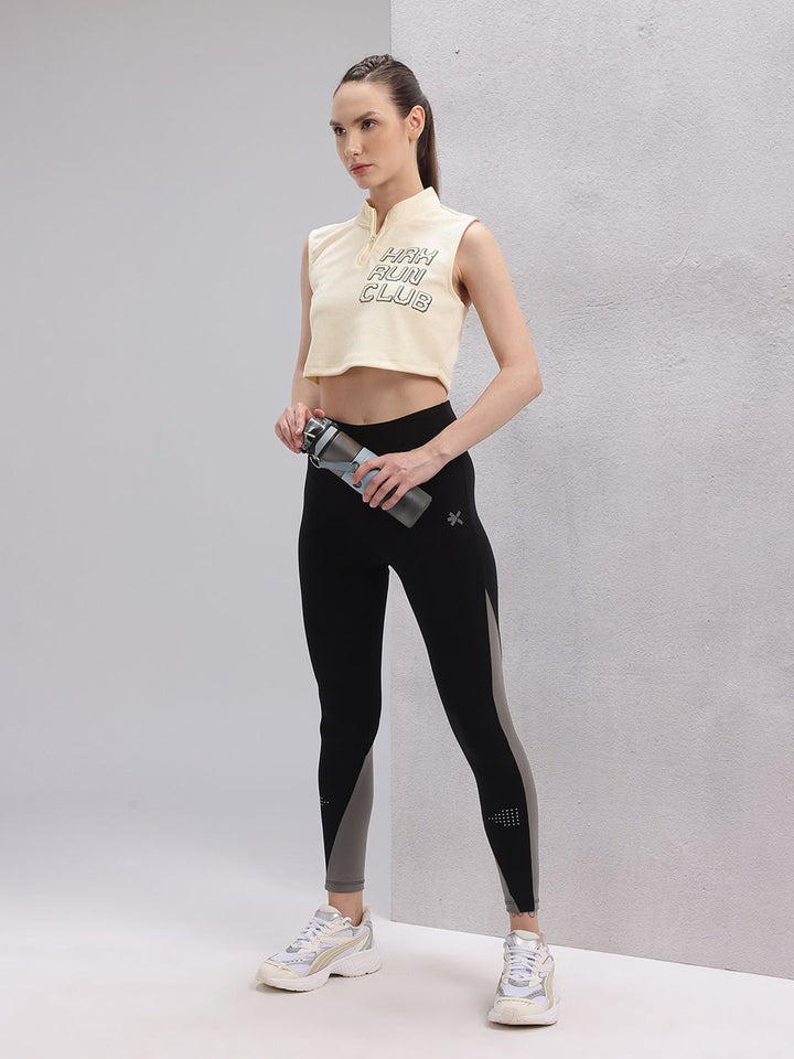 HRX by Hrithik Roshan Typography Print High Neck Crop Running T-shirt