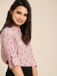 DressBerry Women Pink & Black Printed Casual Shirt