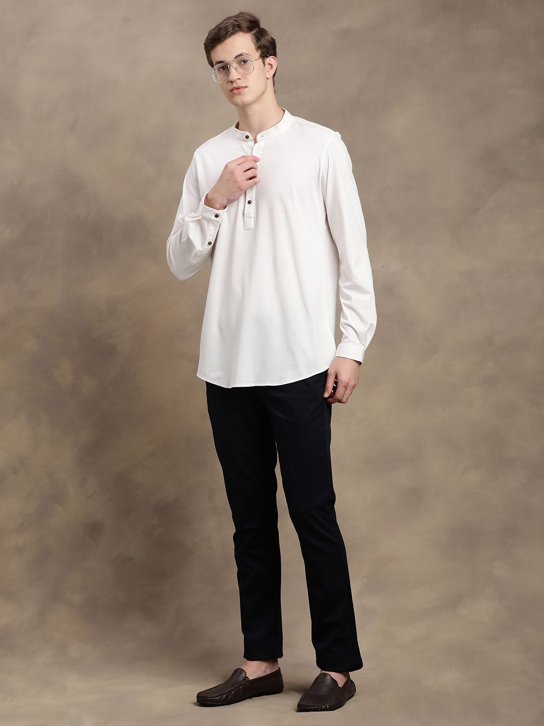 Turtle Men Band Collar Shirt