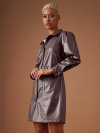 SASSAFRAS Brown Shirt Collar Cuffed Sleeves Shirt Dress