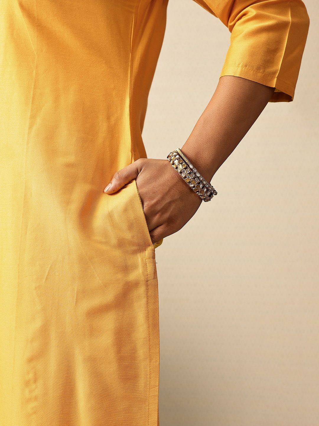 House of Pataudi V-Neck Embroidered Rozana Kurta