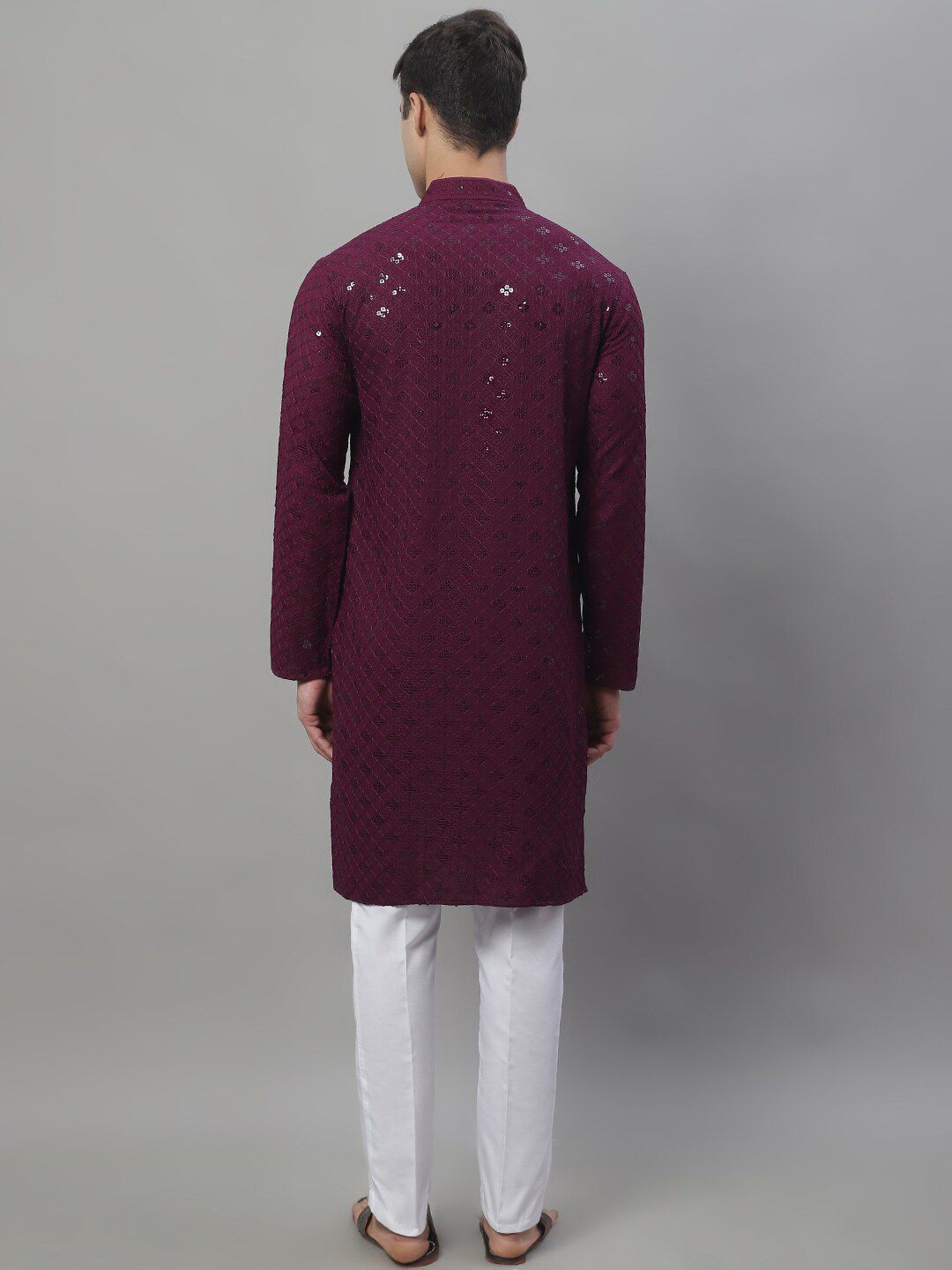 Jompers Ethnic Motifs Chikankari Embroidered Kurta With Pyjamas