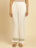 W Women Off White Straight Fit Ethnic Trouser