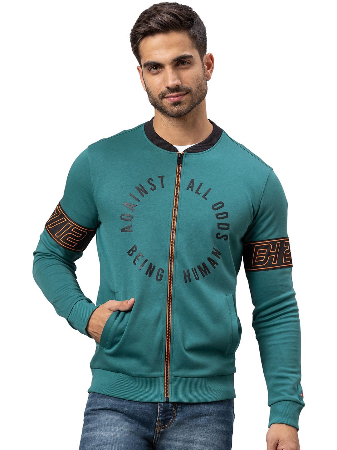 Being Human Men Teal Printed Sweatshirt