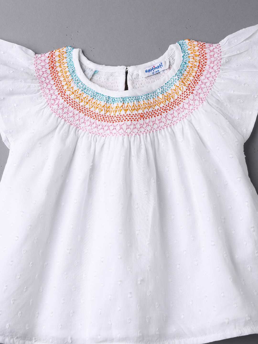 Nauti Nati Flutter Sleeve Cotton Blouson Top