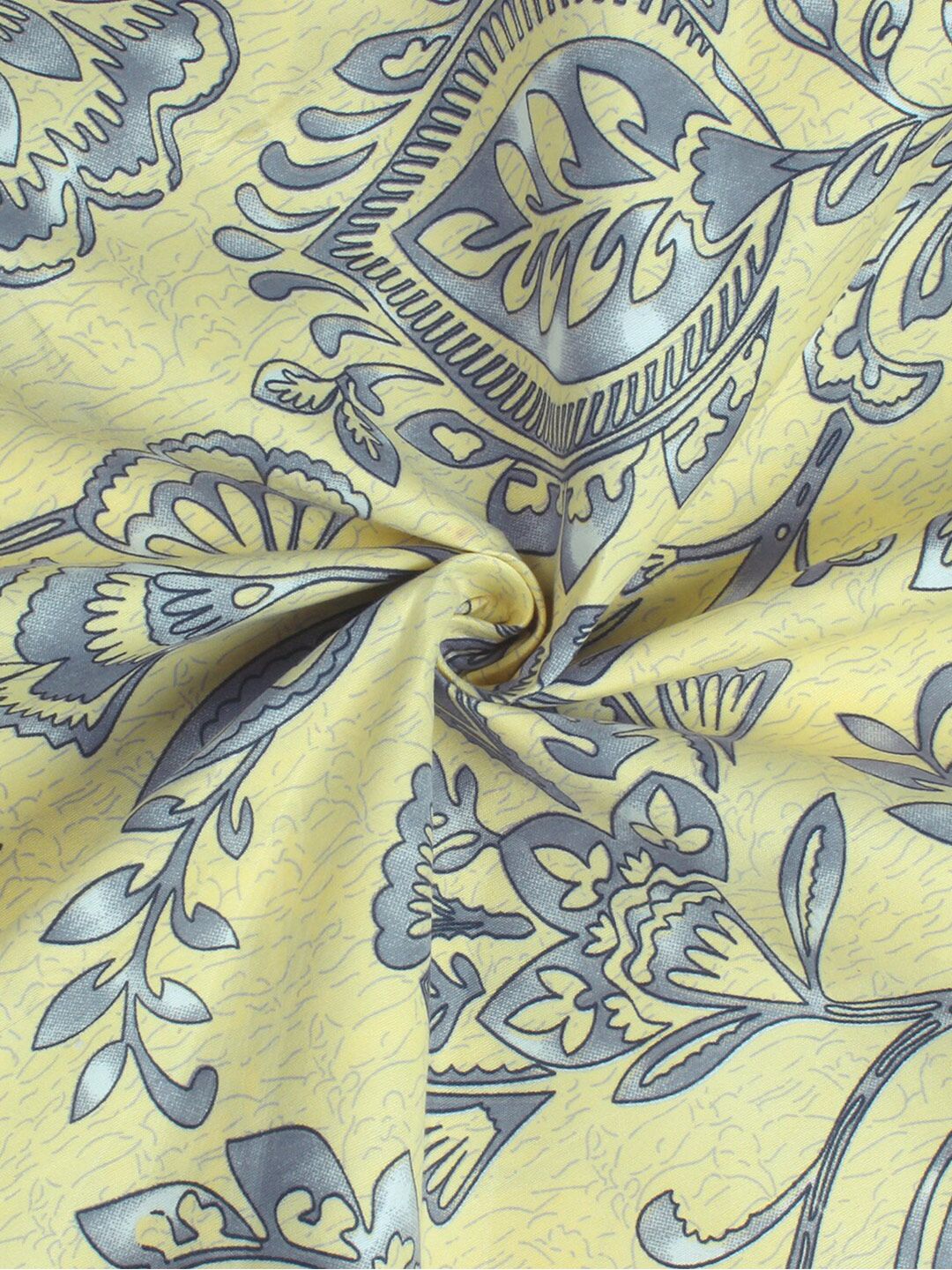 Story@home Cream-Coloured & Grey Floral Microfiber 180 TC Single Bedsheet & 1 Pillow Cover