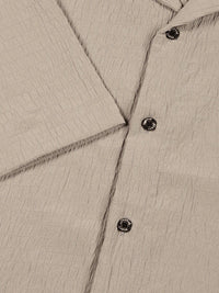 Thomas Scott Premium Slim Fit Self Design Textured Cuban Collar Seersucker Casual Shirt