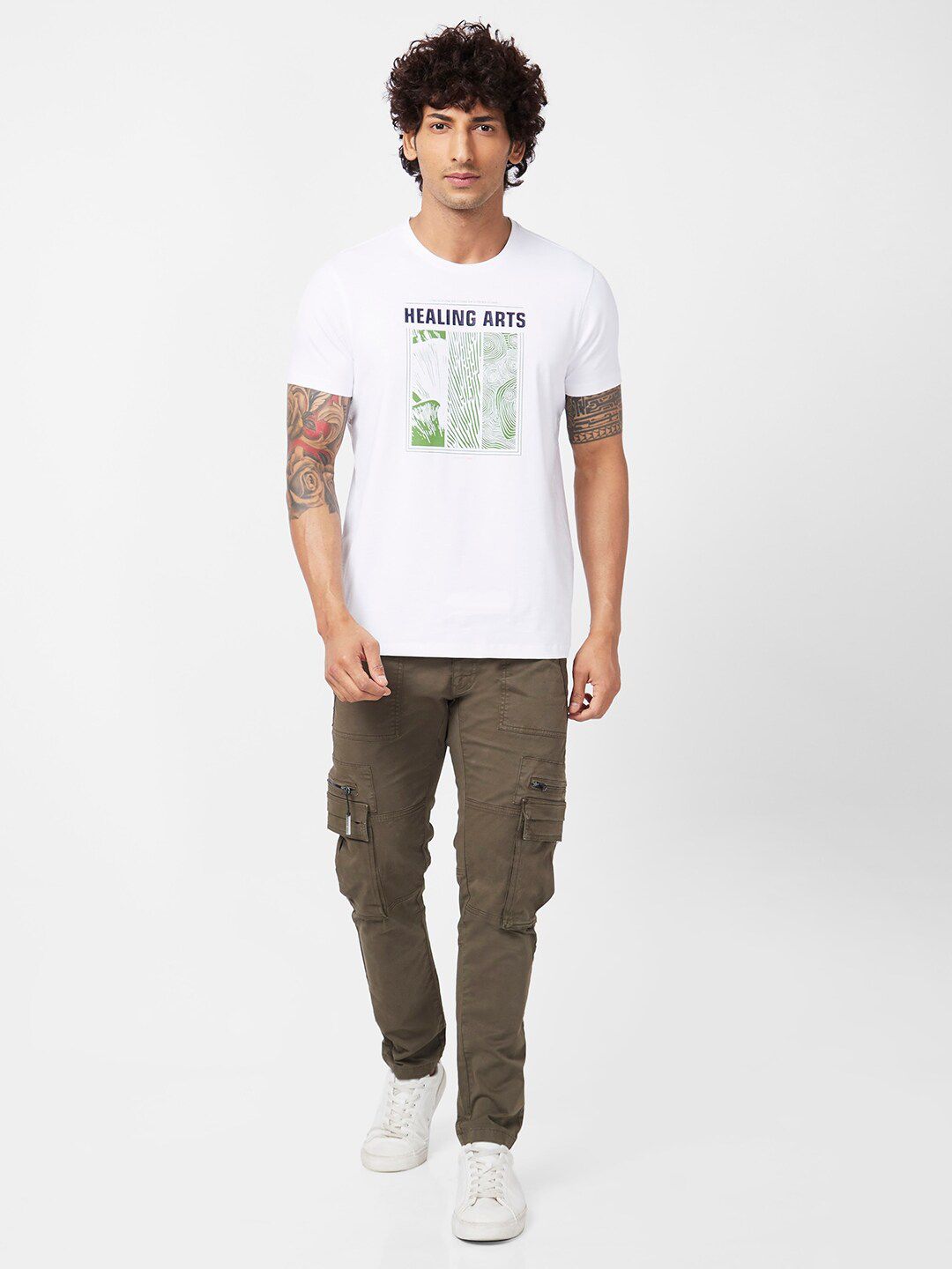 SPYKAR Graphic Printed Slim Fit Cotton T-Shirt