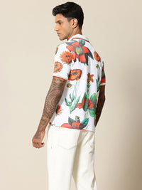 Mr Bowerbird Floral Printed Polo Collar Tailored Fit Pure Cotton T-shirt