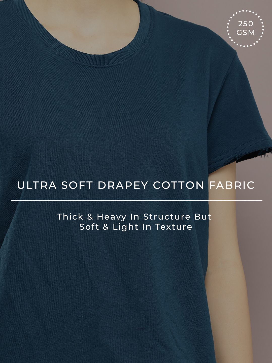 DILLINGER Women Ultra Soft Drapey Cotton Crew Neck Boxy T-Shirt