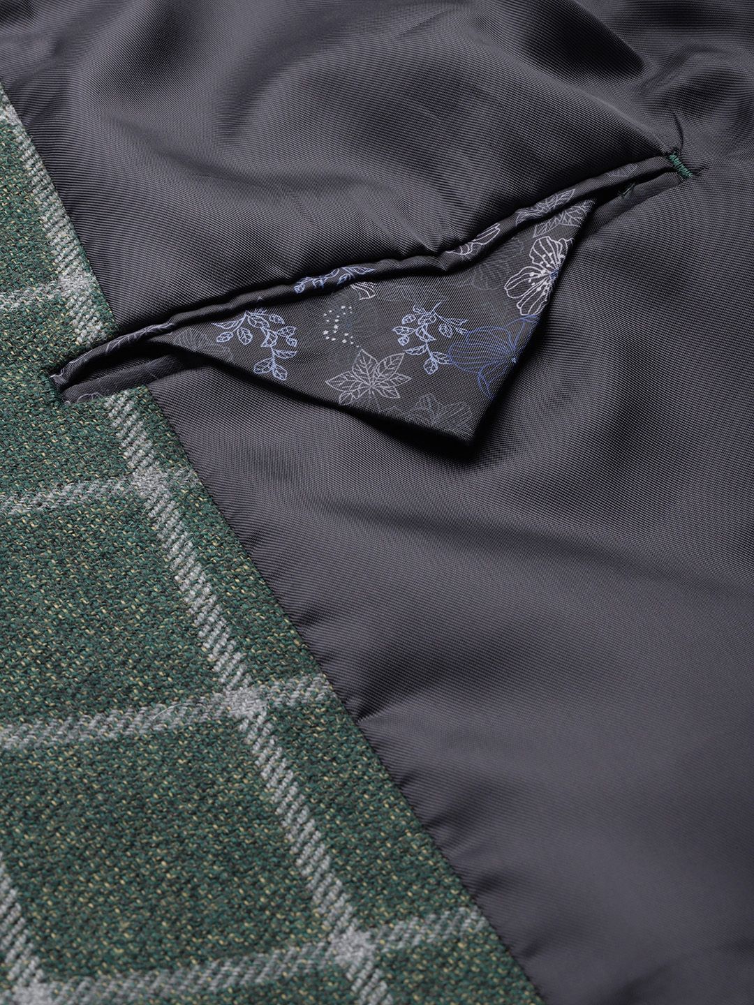 Park Avenue Checked Single-Breasted Slim Fit Formal Blazer