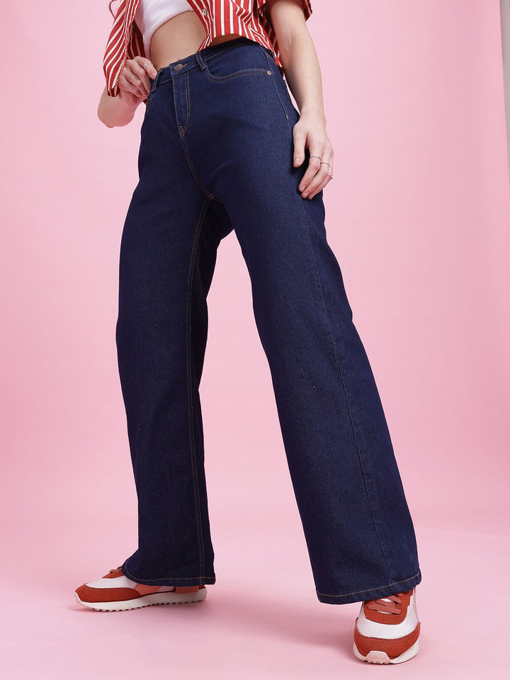 DressBerry Women Wide Leg High-Rise Stretchable Jeans