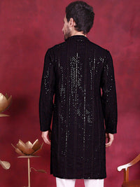 Jompers Geometric Embroidered Mandarin Collar Chikankari Kurta