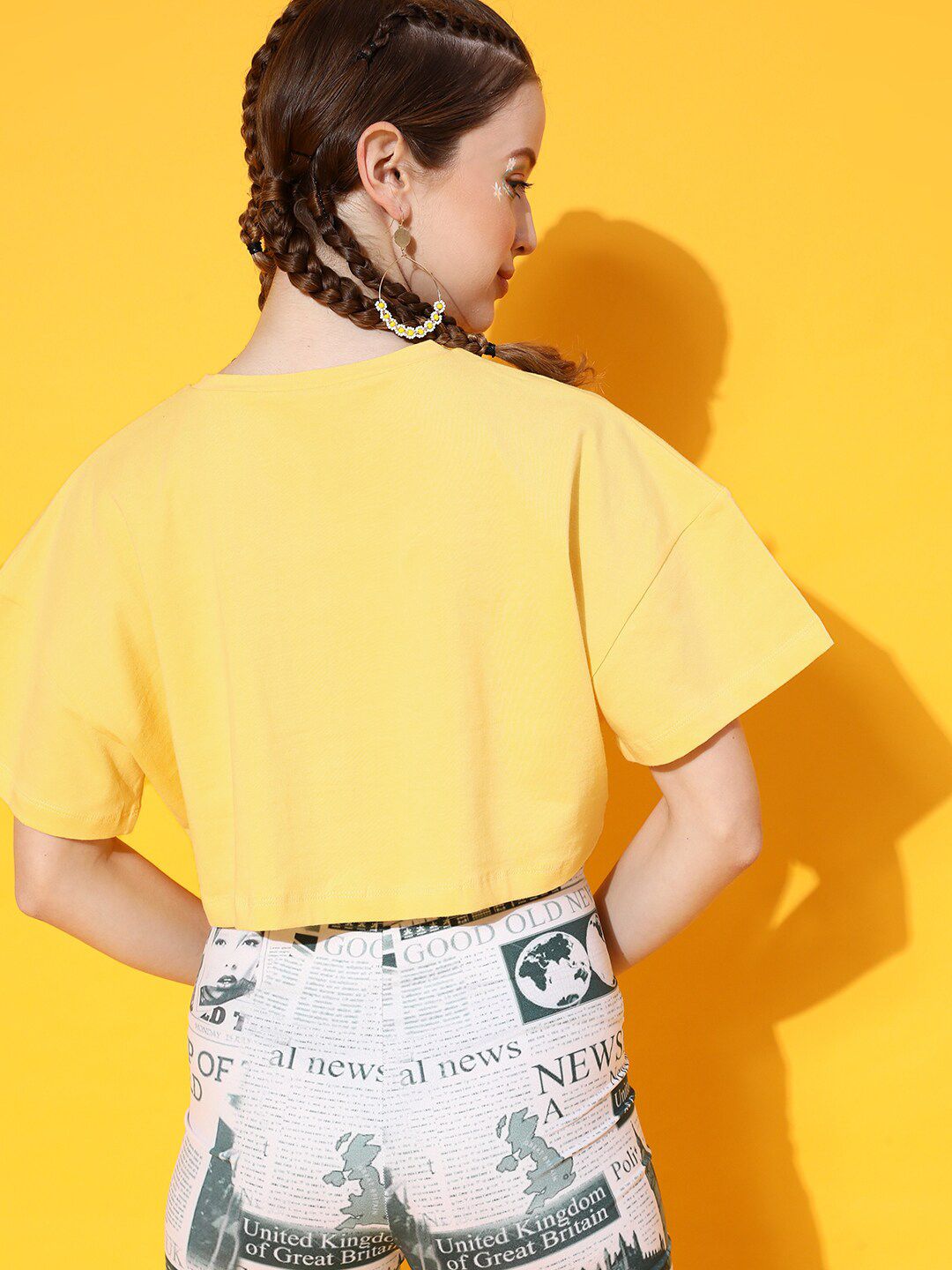 STREET 9 Women Yellow Printed Tshirt