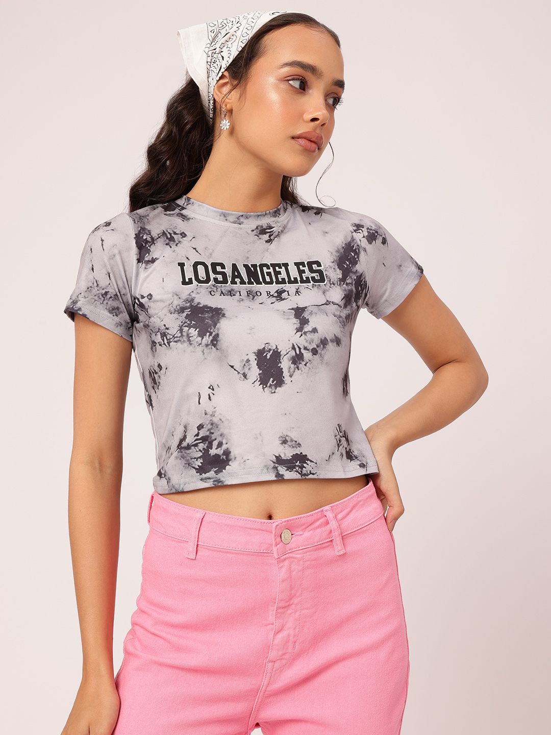 DressBerry LA City Chic Printed Dyed Crop T-shirt