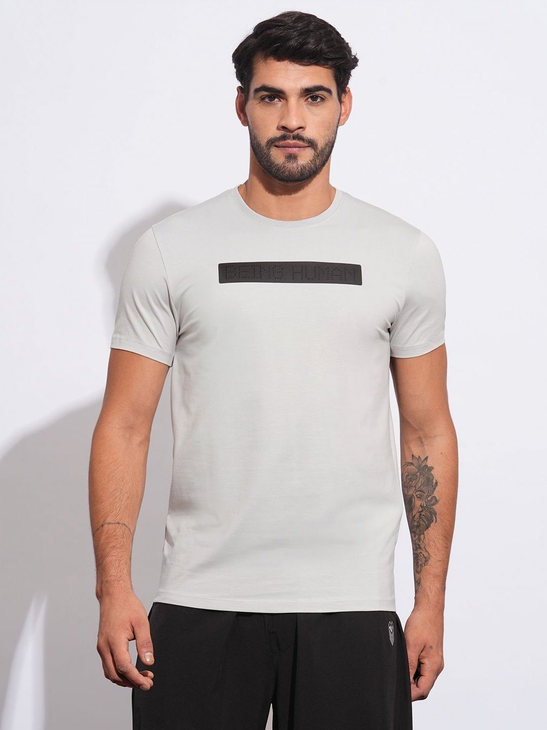 Being Human Men Brand Logo Printed Slim Fit T-shirt
