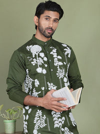 Jompers Floral Embroidered Chikankari Mandarin Collar Straight  Kurta