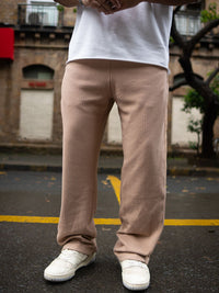 Powerlook Men Textured Mid-Rise Baggy Fit Track Pant