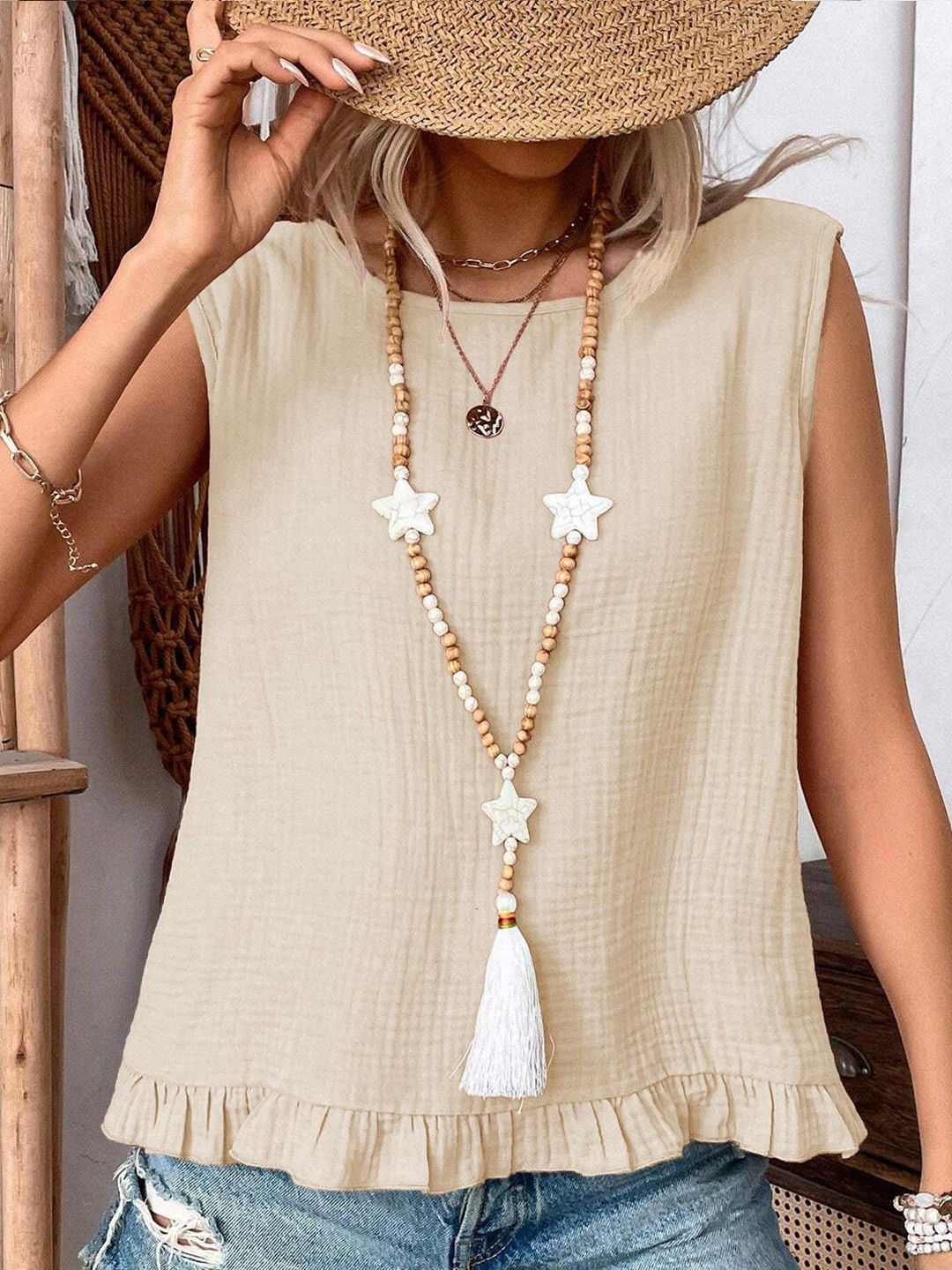 DressBerry Women Round Neck Styled Back Top