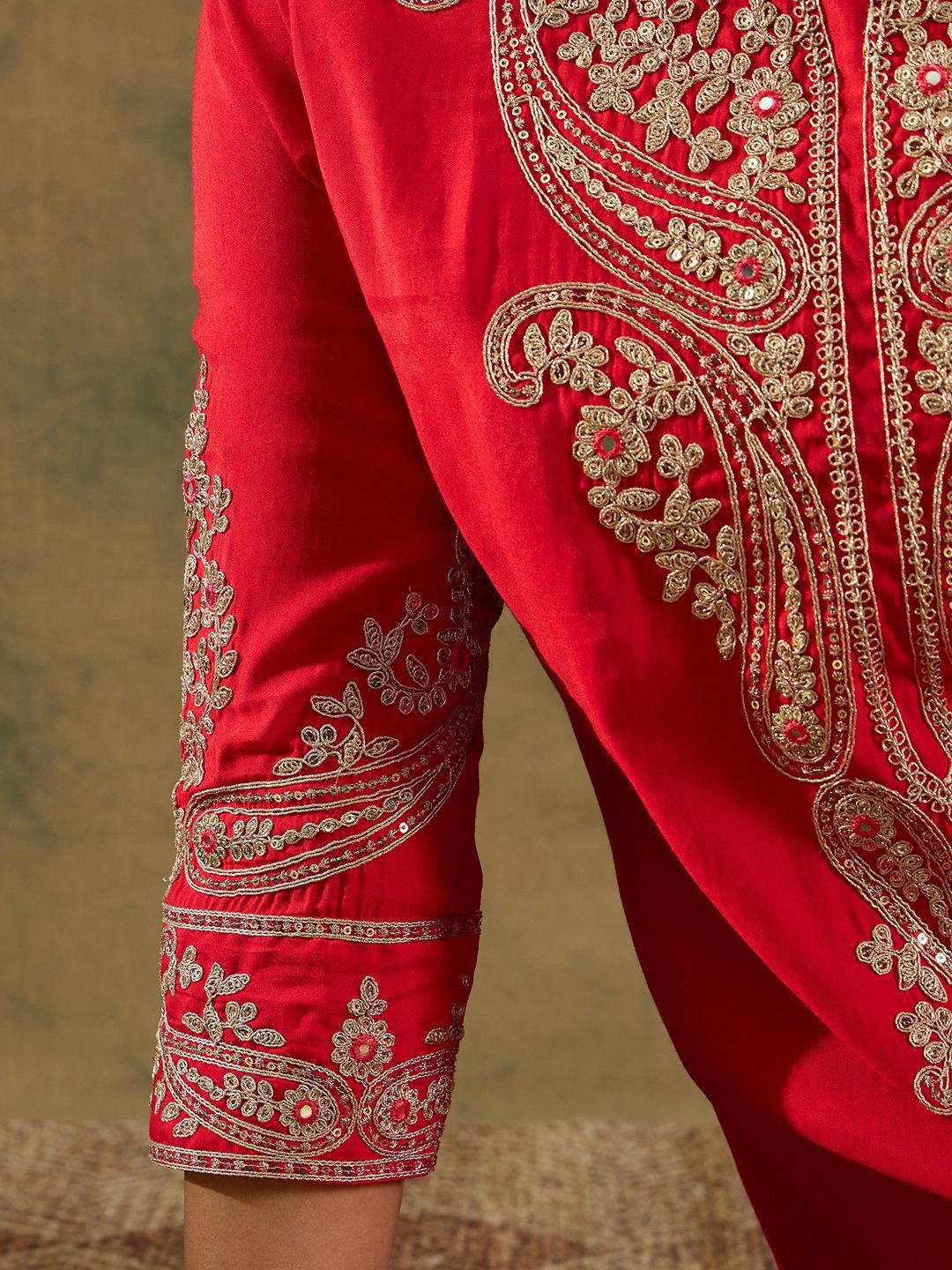 Indo Era Paisley Zari Embroidered Kurta with Trousers & With Dupatta