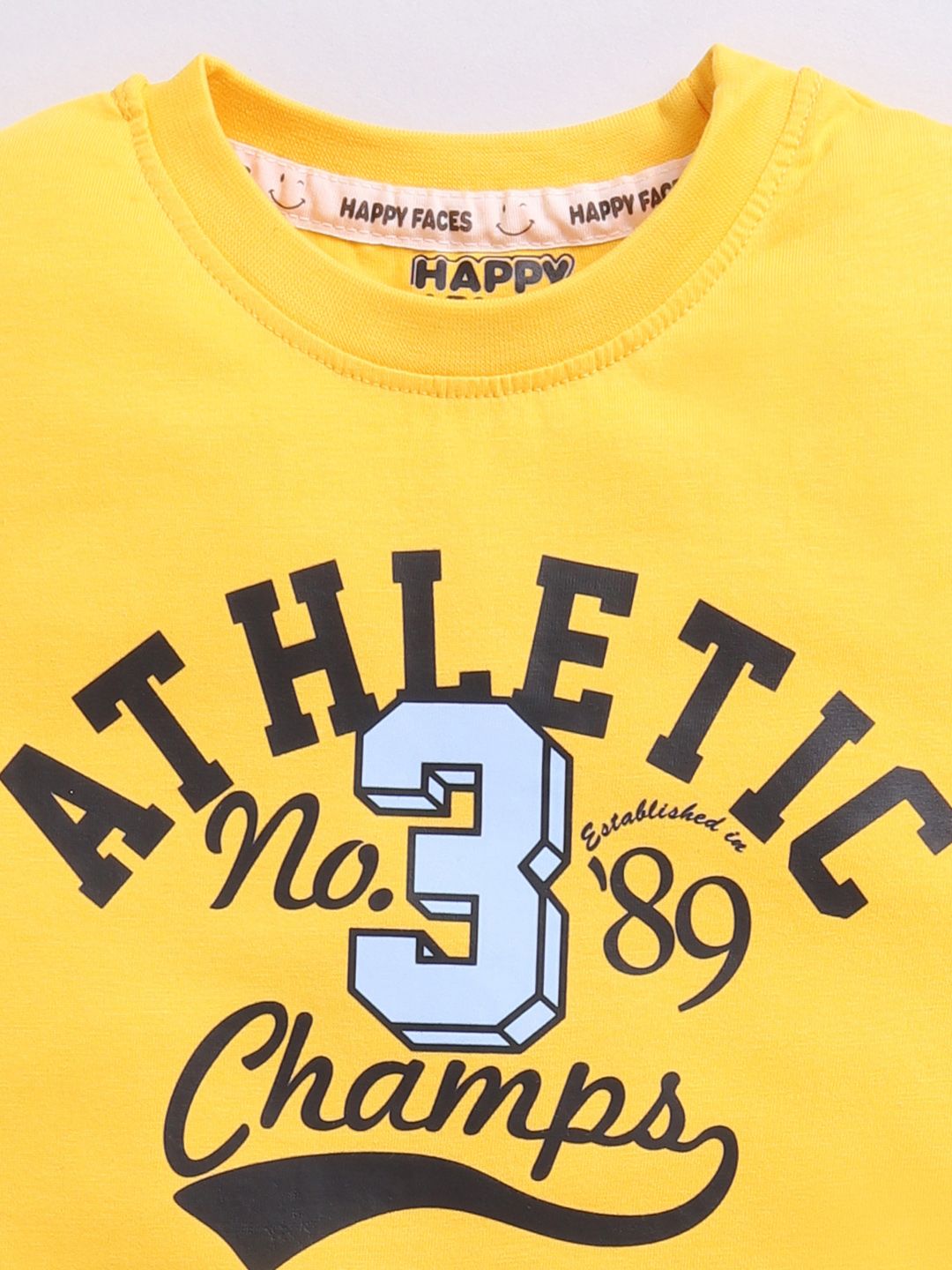 Happy Faces Boys Pure Cotton Typography Printed T-shirt