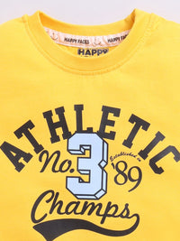 Happy Faces Boys Pure Cotton Typography Printed T-shirt